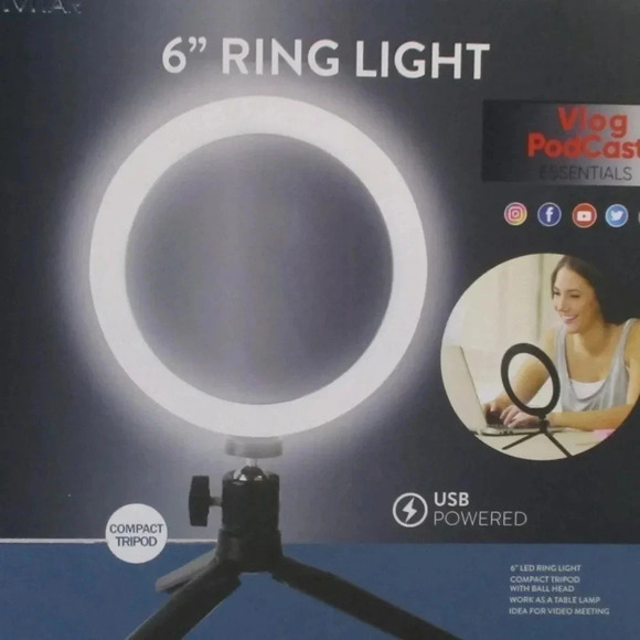 Vivitar NEW 6" Ring Light With Compact Tripod With Ball Head USB Powered TIKTOK - Picture 1 of 5
